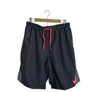 Nike Men Swim, Board Beach Gray Orange Shorts Trunks XL Elastic Waist Dr…